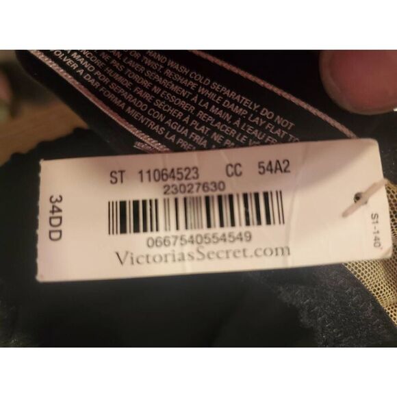 NWT Victoria Secret Very Sexy Push-Up Bra Size 34DD Black Lace Over Nude. - Picture 4 of 6